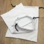 White Cotton Flannel Drawstring Bag With Black String