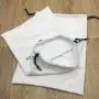 White Cotton Flannel Drawstring Bag With Black String
