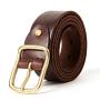 Italian Full Grain Cowhide Men Genuine Leather Belt with Brass Single Buckle