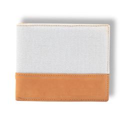 Gift wallet with logo customs design men wallet leather and canvas RFID blocking
