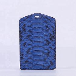 Snake skin leather business name tag ID badge card holder with lanyard