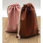 Custom Pink Brown Faux Leather Drawstring Pouch
