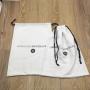 White Cotton Flannel Drawstring Bag With Black String