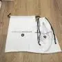 White Cotton Flannel Drawstring Bag With Black String