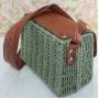 Women's Retro Rattan Straw Weave Mini Cross body Bags PU Leather Quilted Shoulder Bag