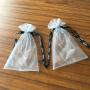 Silver Drawstring Organza Gift Pouch Custom Organza Packaging Bag With Printed Ribbon