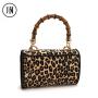 2024 Wholesale Horse Fur Mini Bag Handbag For Ladies Women With Leopard Bamboo Handle