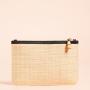 Fashion eco friendly straw fabric tassel zipper pouch makeup bags for women