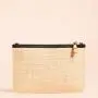 Fashion eco friendly straw fabric tassel zipper pouch makeup bags for women