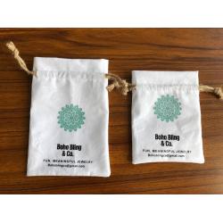 Custom Logo Recyclable Cotton Muslin Drawstring Gift Bag Eco Friendly For Jewellery  Cotton Drawstring Pouch