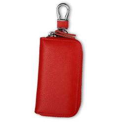 Men Cowhide Zip Key Chains Wallet Real Leather Multifunction Car Key Pouch With Card Holder