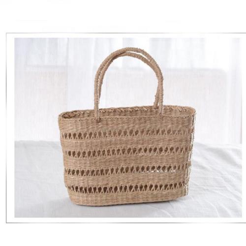 Straw Rattan Women Tote Bags Summer Beach Shoulder Handbags Fashion Hollow Hand Woven Seagrass Hand Woven Bags