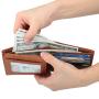 2018 new simple bifold leather men slim wallet case with PVC flap