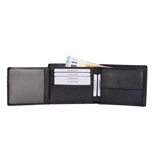 Trifold genuine leather men wallet RFID protection