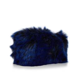 Long chain peacock blue winter evening bag lovely fluffy faux fur clutch bag