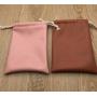 Custom Pink Brown Faux Leather Drawstring Pouch