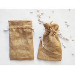 Custom Logo Printed Hessian Coffee Beans Packaging Pouch Natural Jute Burlap Drawstring Gift Bag