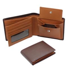 RFID men wallet genuine leather wallet with coin pouch tri-fold