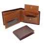 RFID men wallet genuine leather wallet with coin pouch tri-fold