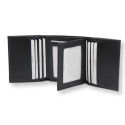 Extra capacity trifold RFID blocking wallets mens leather travel wallets