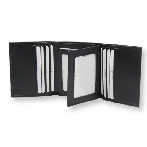 Extra capacity trifold RFID blocking wallets mens leather travel wallets