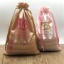 Custom Gold Pink Satin Hair Extension Packaging Bag