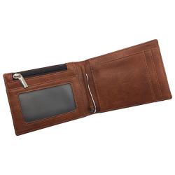 Newest design customized RFID PU leather money clip wallet with PVC window