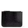 Black crocodile PU leather gold hardware zipper twill lining coin card pouch ladies purse