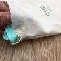 Recyclable Custom Logo Natural Cotton Linen Drawstring Bag With Blue Grosgrain Ribbon Cotton Linen Drawstring Pouch