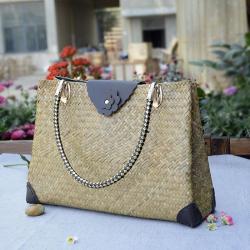 Classic Straw Weaving Summer Beach Shoulder Bag Tote Handbag Rattan Shopping Bags Hand-woven Ethnic Bags