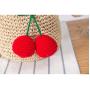 Korean Hand-made Cute Cherry Ball Single Shoulder Bag Beach Bag Holiday Rattan Straw Woven Summer Bags