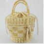 Fashionable Gold And Silver Bucket Woven Straw Shoulder Bag Women Hand-woven Summer Beach Bags