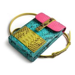 custom luxury genuine snake skin leather mini colorful shoulder crossbody mobile cell phone bags women phone holder handbag