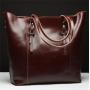 Custom Handmade Fashion Classic Real Split Cow Leather Gentle Women Lady Never Full Travel Shoulder Tote Bag Handbag With Zipper
