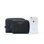 Eco saffiano PU leather cosmetic bag small make up bags with logo stamping