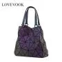 Lovevook women handbags 3 pcs bag set crossbody bags for women Geometric luminous reflective shoulder bag for ladies