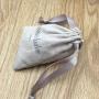 White Cotton Muslin Drawstring Bag With Label, Machine Washable Bag