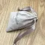 White Cotton Muslin Drawstring Bag With Label, Machine Washable Bag