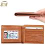 2018 new simple bifold leather men slim wallet case with PVC flap