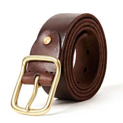 Vintage strong pure buckle leather belt full grain leather belt mens