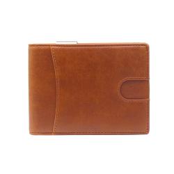 Christmas gift RFID crazy horse leather clip wallet with coin pocket