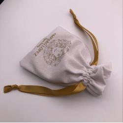 Biodegradable Custom Logo Printed Linen Fabric Drawstring Pouches for Jewelry Packing Jute Drawstring Bag