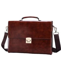 High Quality PU Leather Briefcase Bag Men Hot Selling Vintage Office Business Messenger Laptop Bag Portable Password Lock Work