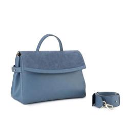Trendy Design Blue Pu Leather Shoulder Bags For Women Velour Leather Cover Handbags  For Ladies