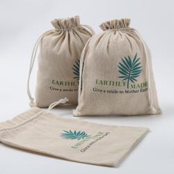 Biodegradable Custom Logo Printed Natural Jute Dust Pouch Eco-Friendly Burlap Jute Cosmetic Gift Packaging Drawstring Bag