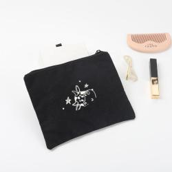 Recyclable Custom Logo Cotton Canvas Zipper Portable Lipstick Cosmetic Bags  Canvas Makeup Cosmetic Pouch
