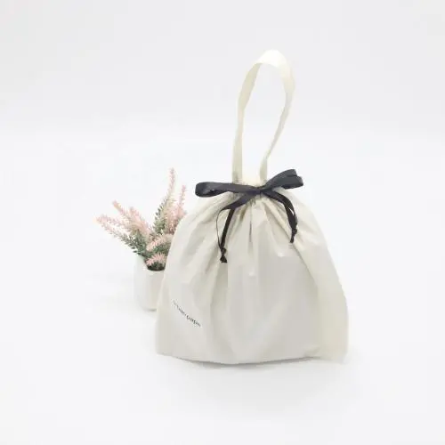 Custom Logo Printed Organic Cotton Gift Drawstring Tote Packaging Shoe Bag Pouches Luxury Dust Shopping Bag For Handbag