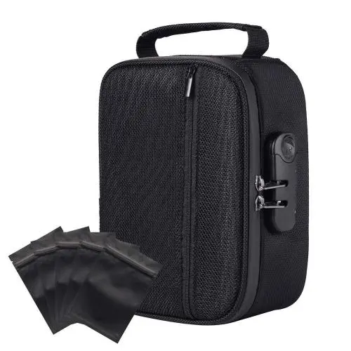 carbon lined factory price smell proof container stash smell proof case with combination lock box bag