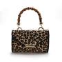 2024 Wholesale Horse Fur Mini Bag Handbag For Ladies Women With Leopard Bamboo Handle
